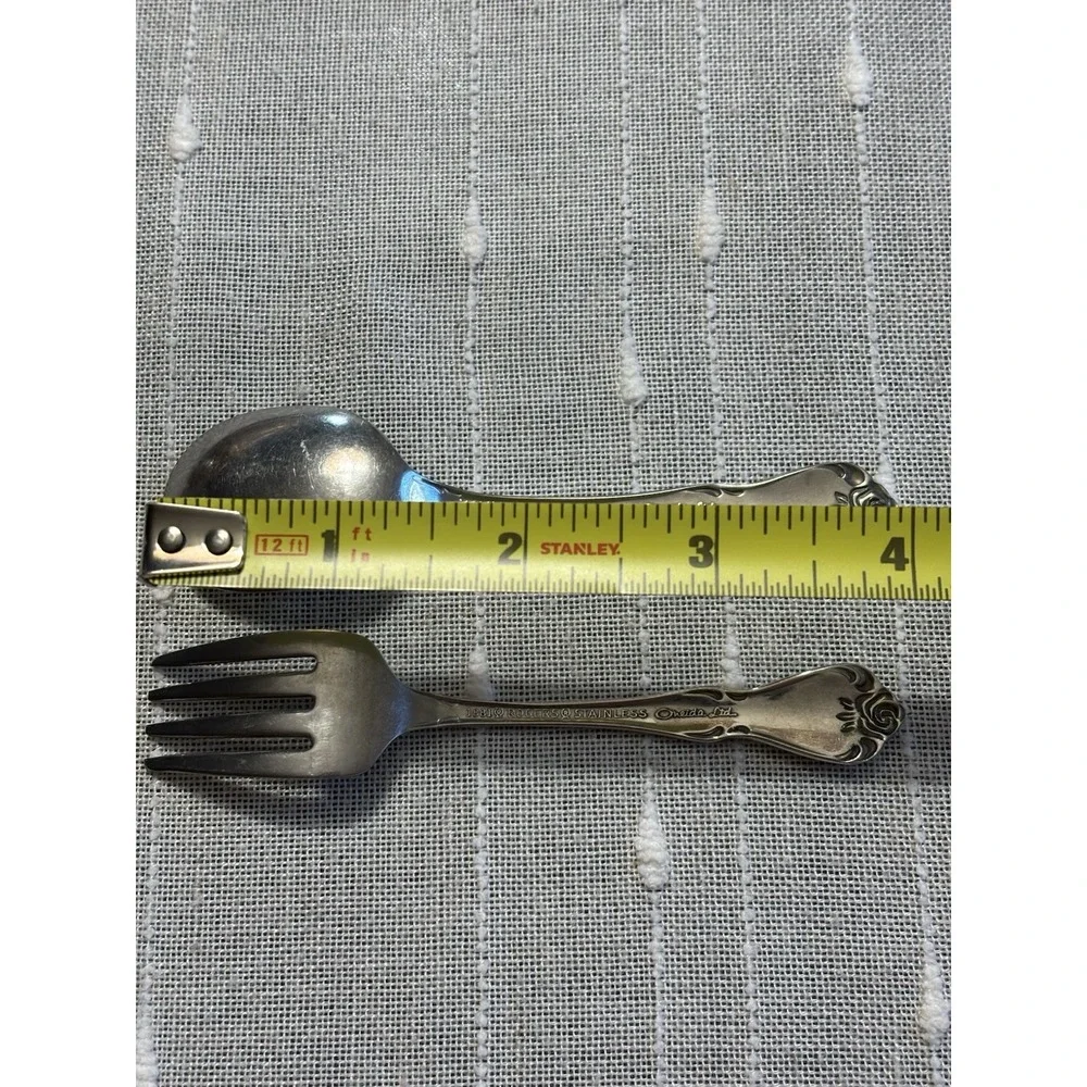 Vintage 1881 Rogers Stainless Oneida Arbor Rose/True Rose Child's Fork & Spoon